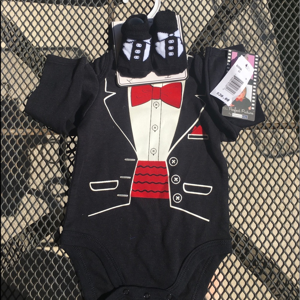 newborn boy suit onesie with socks 🧦